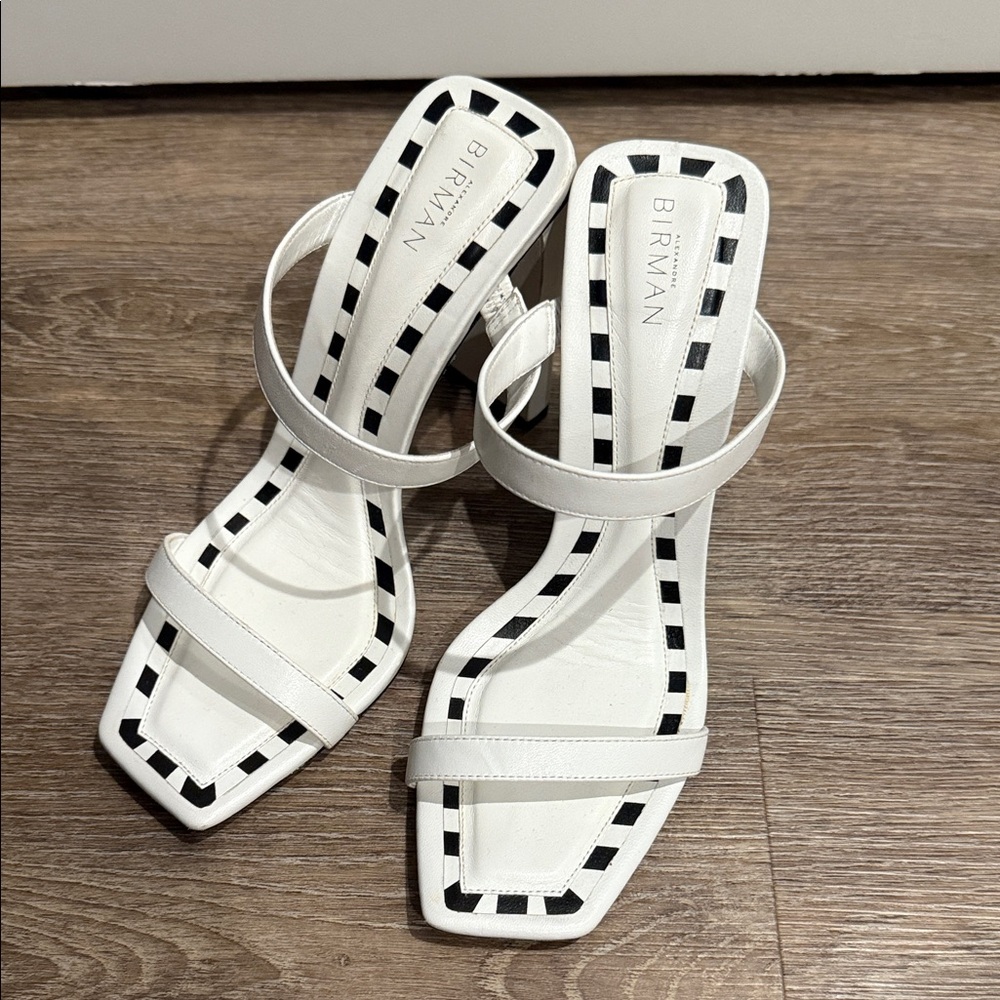 Alexandre Birman White and Black Heeled Sandals